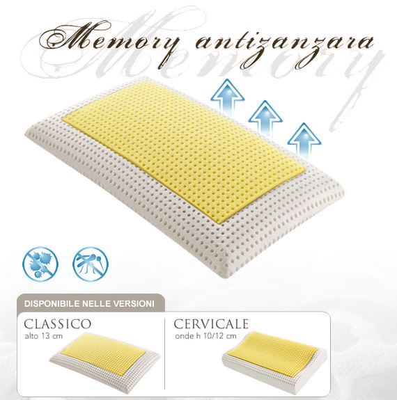 cuscino memory antizanzara  e anti cervicale